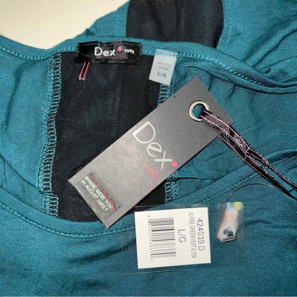 NEW Dex Alpine Green A symmetrical Scoop Neckline Long Sleeve Top Women’s Sz Lg - Picture 4 of 5